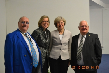 Peter Williams CC; Sarah Newton, MP; Theresa May, Prime Minister; Bob O'Shea, Chairman Cornwall Conservatives